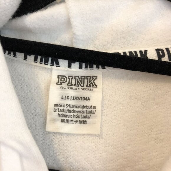 Victorias Secret Pink Cropped Zip-Up Hoodie Sweatshirt Love Pink Logo Size M - Picture 3 of 8